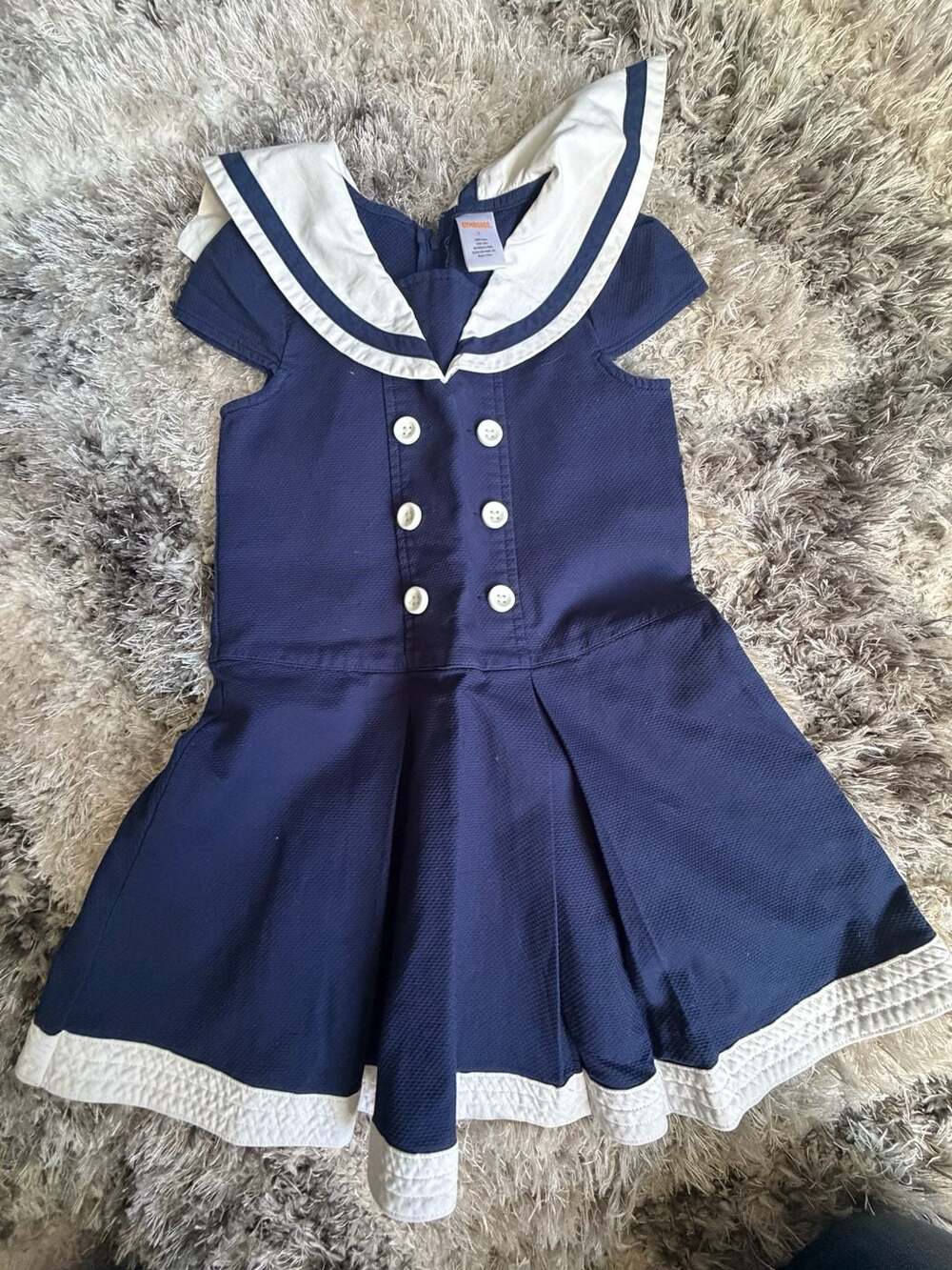Gymboree Sailor Dress Size 5 Navy Blue White Nautical Cotton